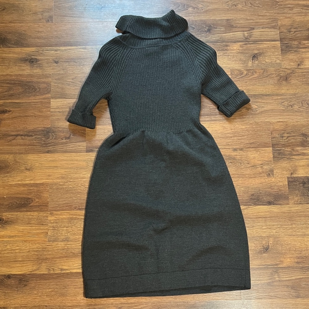 LOFT Dark Gray Long Sleeve Knit Dress - Picture 6 of 6